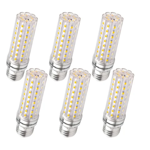 หลอด LED ทรงข้าวโพดใสเห็นเม็ดชิปเรียงเป็นแถวหกหลอด